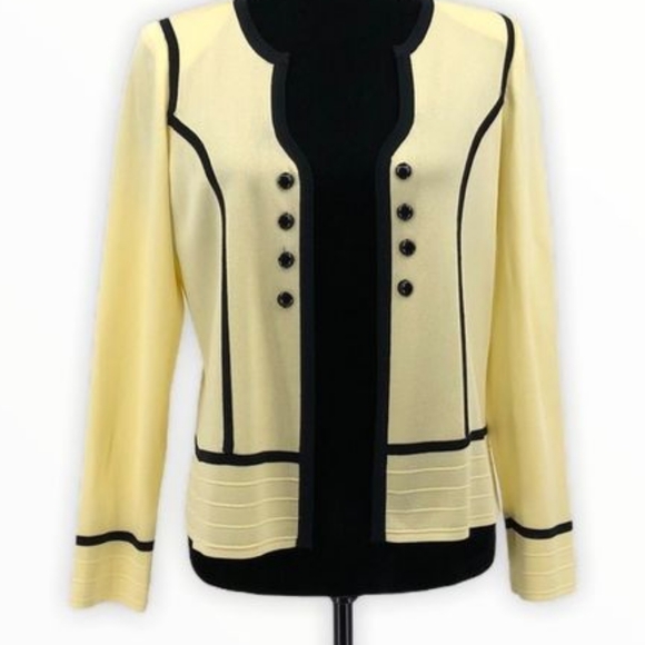 Ming Wang Yellow Contrast Button Knit Blazer - Picture 7 of 7